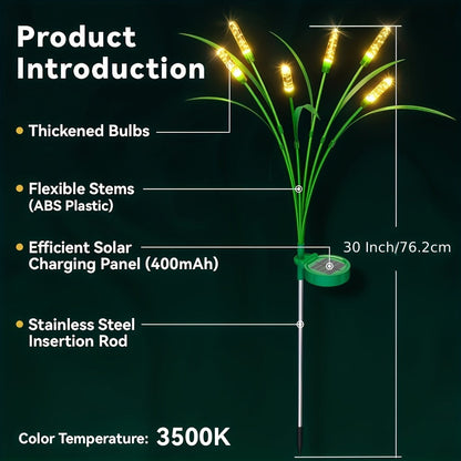Solar Garden Lights Reed Stakes, IP54 with Warm White or Multicolor in 1/2-Piece Packs for Pond Decor