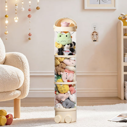 Stuffed Animal Storage Tower – Clear Plastic Toy Organizer with Layered Shelves, Visible Spacious Display Box for Kids Room, Living Room & Bedroom, Great Christmas Gift for Girls