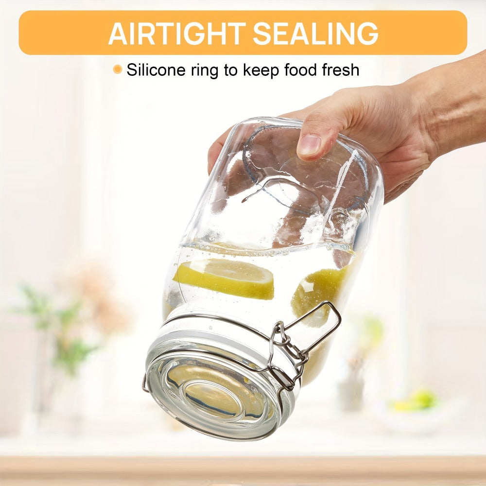 Airtight Glass Storage Jars with Lids 3-Pack 50 OZ, Square Food Canisters for Kitchen Pantry Organization