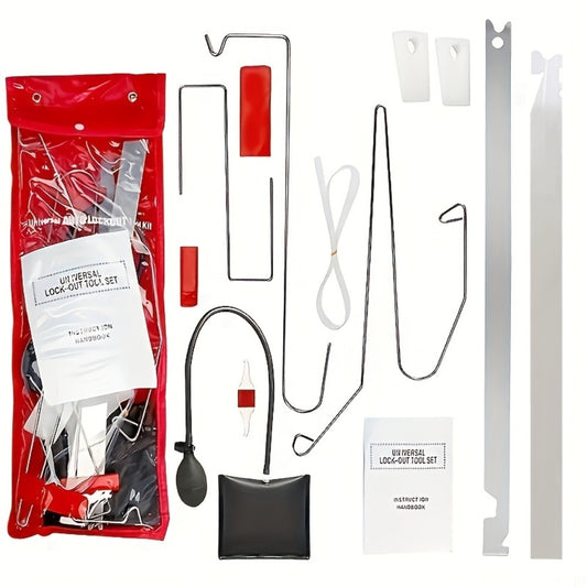 Car Door Opening Tool Kit with Air Bag - 9+1 Piece Professional Auto Lockout Emergency Repair Set for Slim Jim Lock Pick Wedge Vehicle Entry