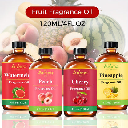 120ml Fruit Fragrance Oil for Diffuser, Candle and Soap Projects in Seven Strawberry-to-Cherry Scent Labels