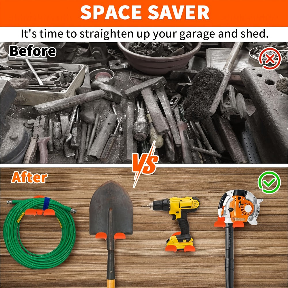 Weed Eater Hanger Wall Mount Trimmer Rack – 8" Heavy Duty Garage Storage Hooks for Grass Trimmer, Hedge Trimmer, Leaf Blower & Chainsaw | Garden Power Tool Holder Organizer Wall Bracket | 1/2/4pcs