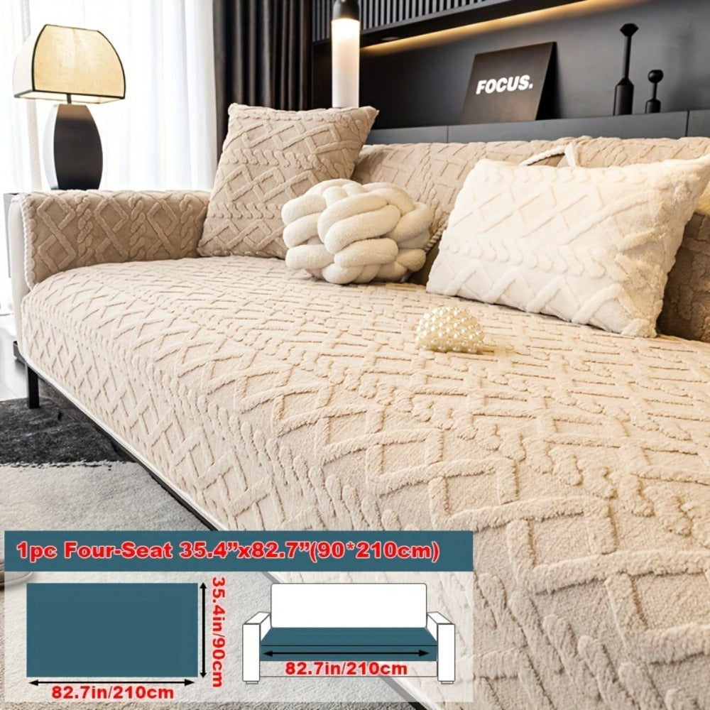 Sofa Cover Plush-Texture Modular Panels for Single to 4 Seats, Backrest, Armrest or Throw Pillow