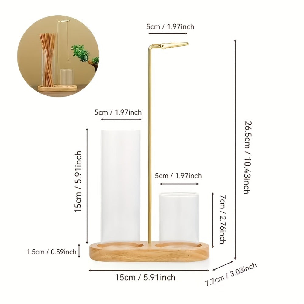 Glass Incense Burner 2-in-1 with Removable Ash Collector & Candle Holder, Incense Stick Holder for Meditation