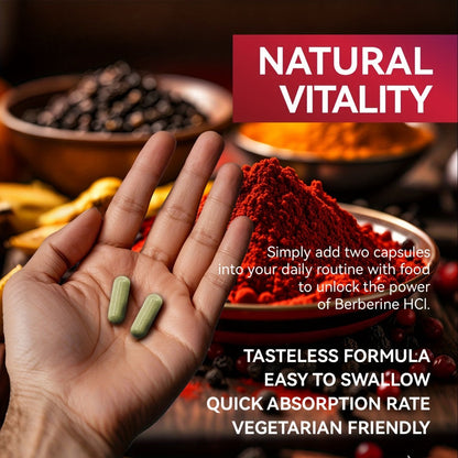Berberine with Ceylon Cinnamon, Turmeric & Black Pepper – Premium Blood Sugar Support, Vascular Health & Digestive Wellness Capsules | 60 Capsules 1 Month Supply | 1, 2 or 3 Bottle Pack