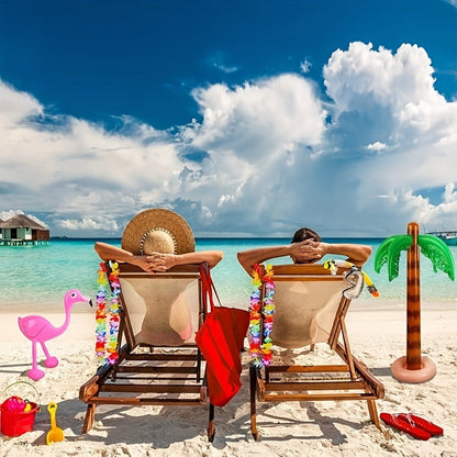 Hawaiian Luau Inflatable Decoration Set with Two Palm Trees, Two Flamingos, Four Beach Balls, Parrot and Banana