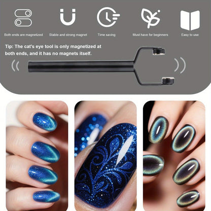4-in-1 Y-Shaped Cat Eye Nail Magnet Stick Double Head - Heart & Multi-Pattern Magnetic Tool for Cat Eye Gel Polish Nail Art, Portable Professional Salon & Home DIY Nail Art Gift