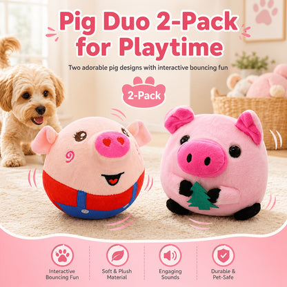 Dog Toy USB-Rechargeable Bouncing Character with Voice Recording, Music and Animal Sound Modes