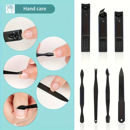 Nail Grooming Tool Case with 10-, 17- or 24-Piece Set Options and Black-and-Red Interior for Home and Travel