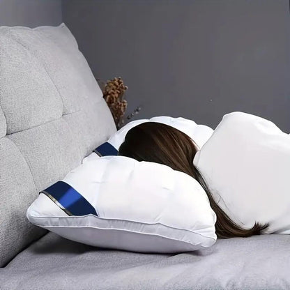 Soft Polyester Fiber Bed Pillow with Satin Cover and Zipper in White or Gray, One or Four-Pack Options