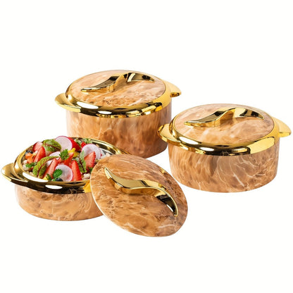 Insulated Casserole Dish Set 3-Piece Thermal Food Warmer with Lids, Stainless Steel Serving Bowls for Hot & Cold Food, Buffet Hotpot Tableware Set for Entertaining Dining Table