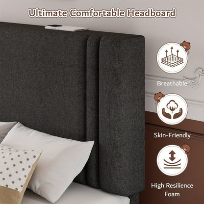 21-Inch Solid Wood Bed Frame with Tufted Back and No Box Spring Needed for Bedroom detail image - detail view 13