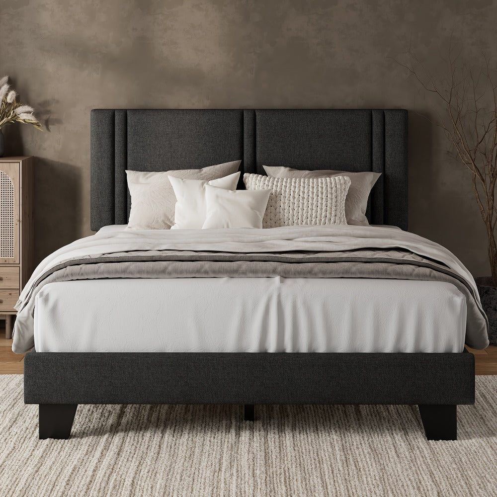 21-Inch Solid Wood Bed Frame with Tufted Back and No Box Spring Needed for Bedroom detail image - detail view 4