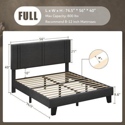 21-Inch Solid Wood Bed Frame with Tufted Back and No Box Spring Needed for Bedroom detail image - detail view 5