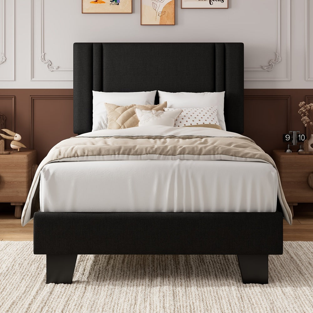 21-Inch Solid Wood Bed Frame with Tufted Back and No Box Spring Needed for Bedroom detail image - detail view 6