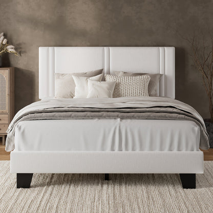 Bed Frame shown in the White-Full, Striped option