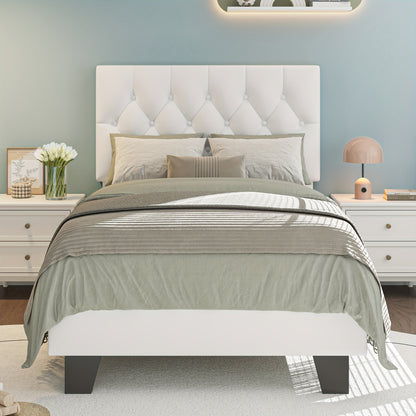 Bed Frame shown in the White-Twin, Button Tufted option