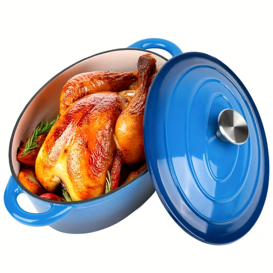 Dutch Oven Enameled Cast Iron 4.5QT with Lid & Dual Handles – Oval Non-Stick Enamel Coating for Bread Baking Soups Stews Braising | Stovetop to Oven Safe 500°F 5 Colors Available