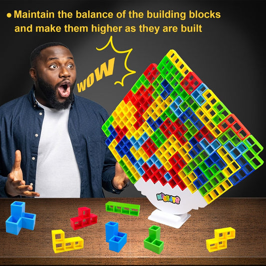 Balancing Stacking Blocks Game Set – Tumble Tower Family Strategy Toy for Kids Adults 16 20 34 50 68 Pcs Color Gift Box Birthday Christmas Party Game