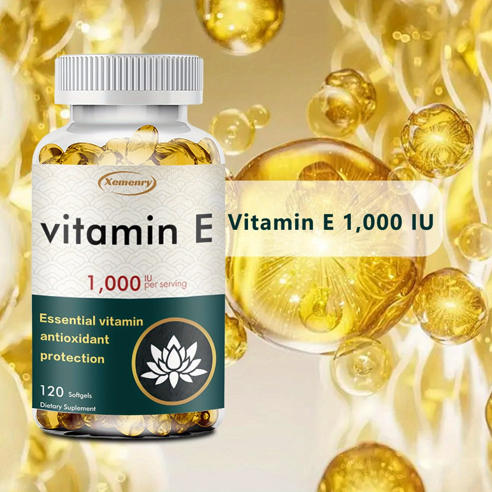 Vitamin E 1000IU Softgels 120 Count High Potency Antioxidant Supplement for Hair, Skin, Nails & Eye Health – Gluten-Free Immune Support 120-Day Supply for Women & Men