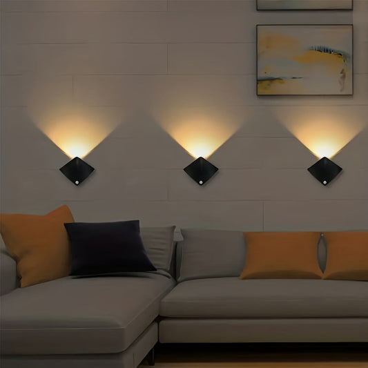 Magnetic LED Motion Sensor Wall Light USB Rechargeable – Wireless Night Light for Hallway, Stairs, Bedroom & Kitchen in White or Warm Light (1, 2 or 4 Pack)