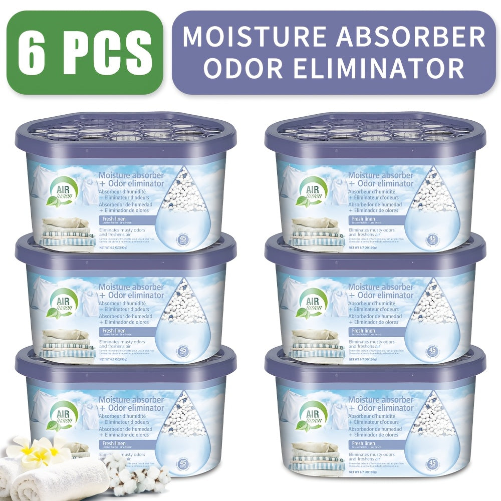 Moisture Absorber Dehumidifier Box 6-Pack – Odor Eliminator & Humidity Controller for Closet, Bathroom, Kitchen, Pantry, Boat & RV – Lavender Vanilla, Fresh Linen, Jasmine Blossom, Bamboo Charcoal