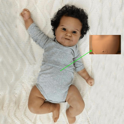 Reborn Doll Maddie 20-Inch Full Soft Vinyl Figure with Hand-Rooted Dark Hair, Acrylic Eyes and Accessory Set