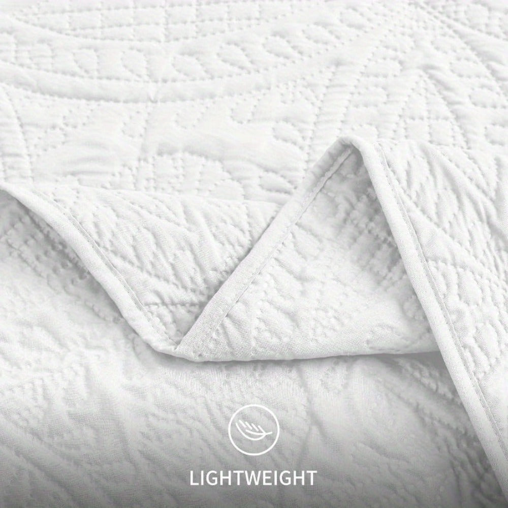 Three-Piece Lightweight Microfiber Quilt Set with Pillow Shams in Ten Size and Color Options
