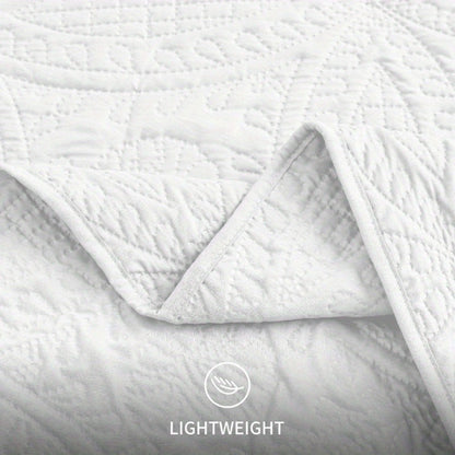 Three-Piece Lightweight Microfiber Quilt Set with Pillow Shams in Ten Size and Color Options