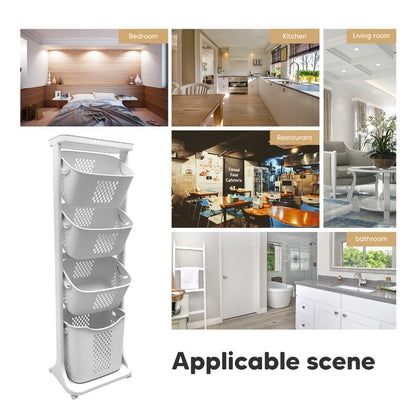 Two-Tier Rolling Laundry Hamper Cart with Removable Baskets for Bathrooms, Bedrooms and Laundry Rooms