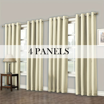 Blackout Curtains Grommet Top Room Darkening Window Drapes 4 Panels Set Living Room Bedroom