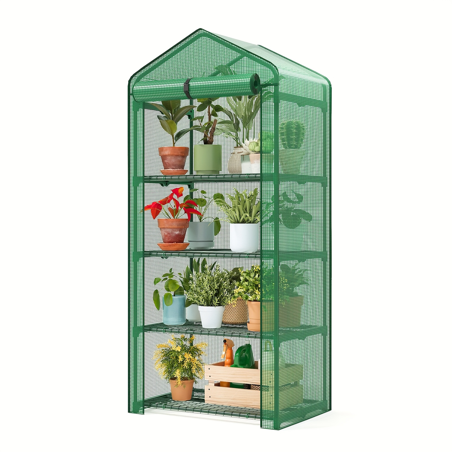 Three- or Four-Tier Mini Plant Greenhouse with Aluminum Frame and PE Cover in Four Checkout Options