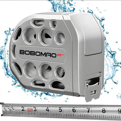 Tape Measure 25ft Auto Lock Stainless Steel Magnetic Bottom Hollow Design Anti-Fall Wear Resistant Waterproof Clear Scale Titanium Measuring Tape for Construction Woodworking Home DIY Projects