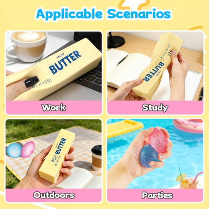 Four-Piece Slow-Rise Foam Squishy Set with Two Butter Bars, One Basketball and One Football