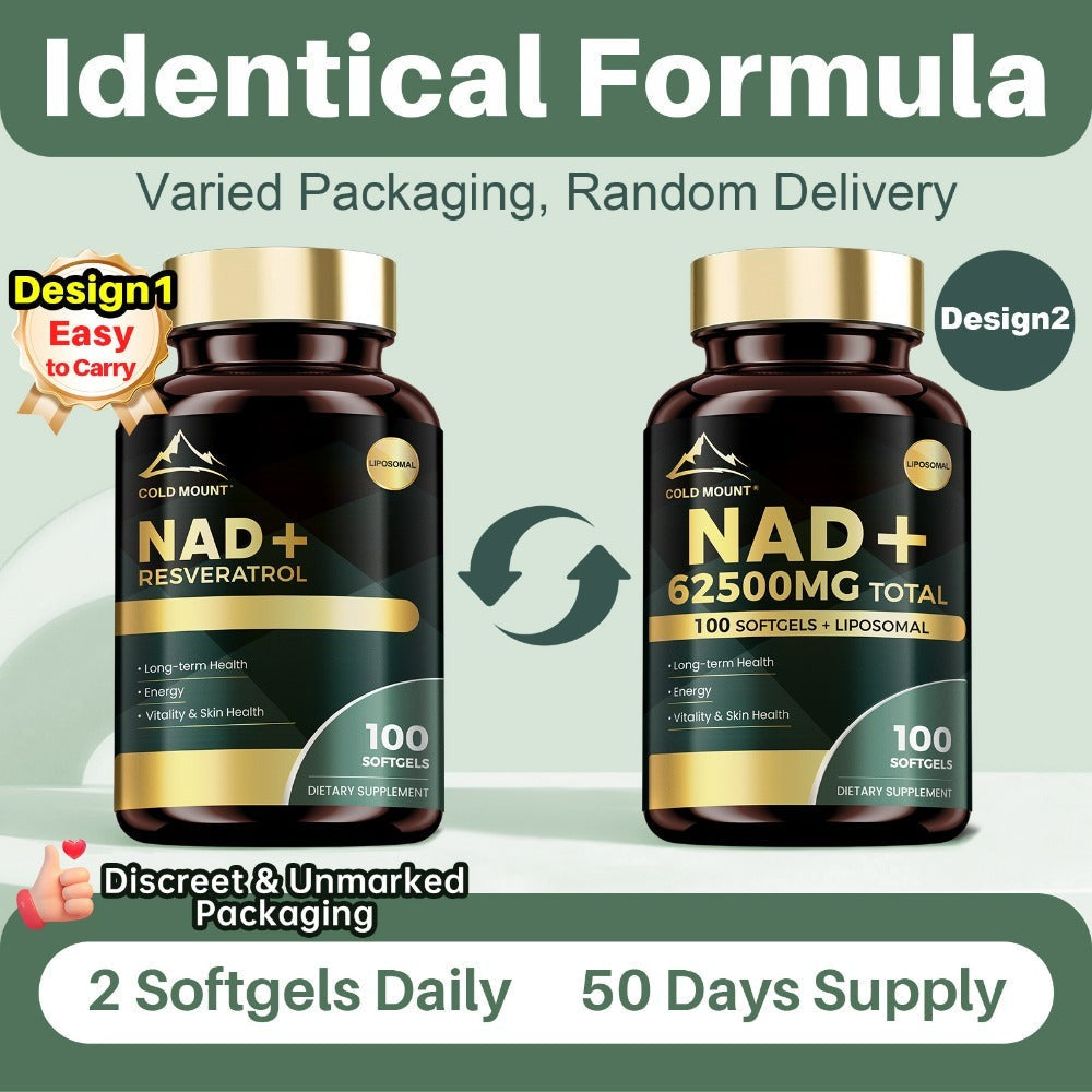 NAD+ Supplement 62500mg with Nicotinamide Riboside & Trans-Resveratrol, Healthy Aging, Brain Health