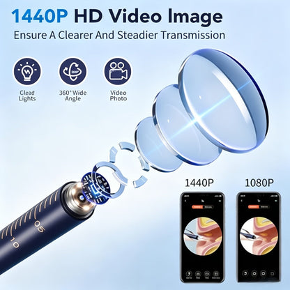 Rechargeable Camera Ear Cleaning Set with LED Light, Silicone Tips, Storage Case and Creamy White or Blue Finish