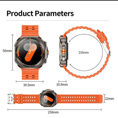 Smart Watch Round Display with Wireless Calling, Custom Faces and Orange, Black, White or Blue Band