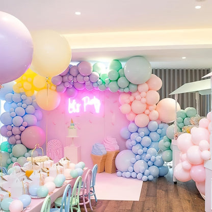 Pastel Balloon Set 370pcs – 10 & 5 Inch Macaron Latex Balloons with Wreath Kit for Birthday Party, Wedding, Graduation & Celebration Decorations