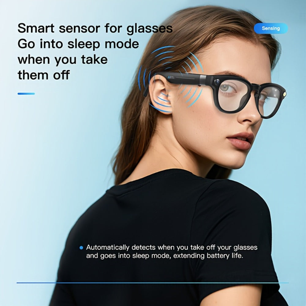 ChatGPT Smart Glasses 4K Camera 16GB – AI Real-Time Translation 150+ Languages, Voice Assistant, Wireless Calling & Music, Video Recording Wearable Tech for Men Women Travel Business