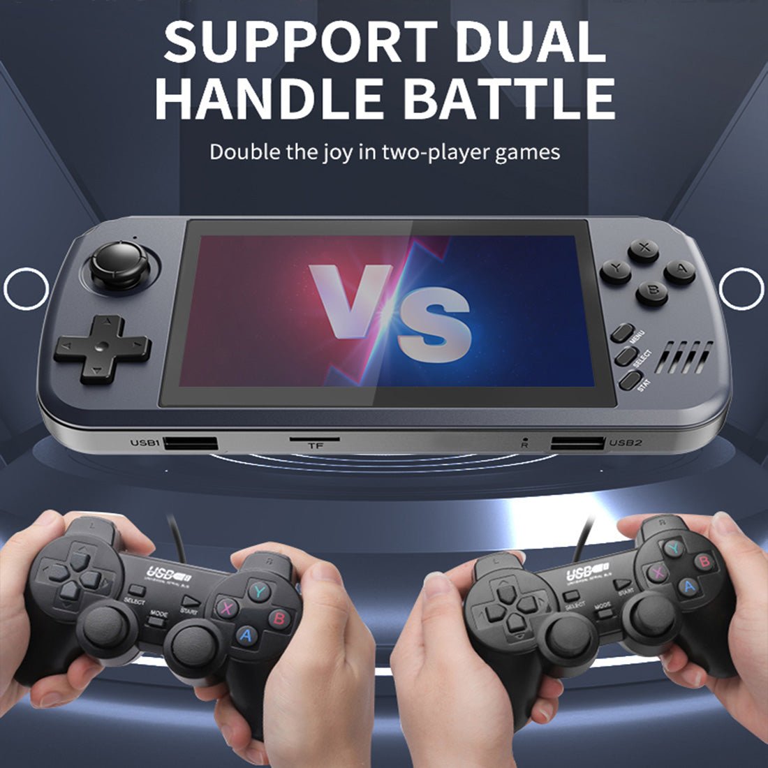 Powkiddy X39 PRO Handheld Game Console – 4.5" IPS 854×480 5600+ Preloaded Games HDMI Output Dual Player 3000mAh Linux Retro Gaming System