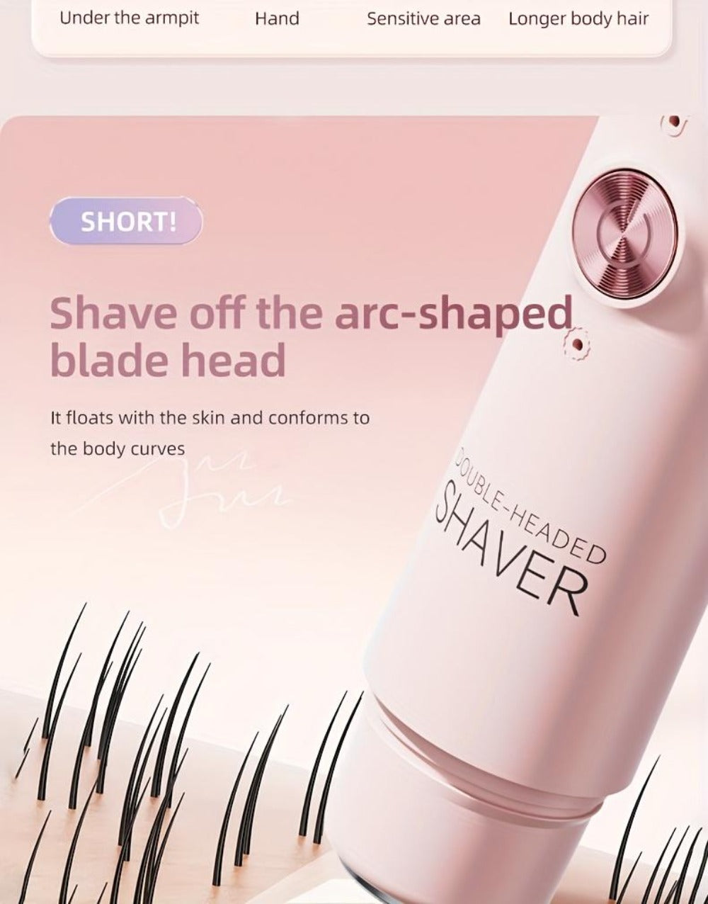 Electric Epilator for Women Double Head USB Rechargeable Painless Hair Removal Shaver Bikini Trimmer Body Private Area Grooming Device