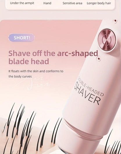 Electric Epilator for Women Double Head USB Rechargeable Painless Hair Removal Shaver Bikini Trimmer Body Private Area Grooming Device