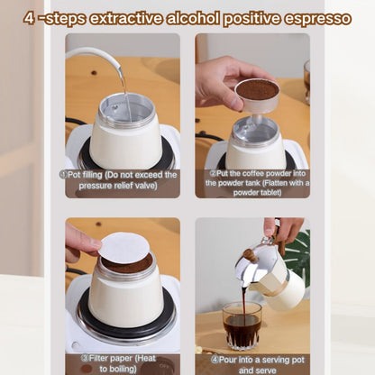 Classic 150ml Stovetop Moka Pot with Faceted Body, Wood-Look Handle and Seven Color Options