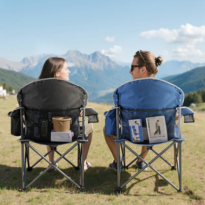 Padded Folding Camping Chair with 26.38-Inch Back, Cup Holder, Side Storage and Seven Color or Pair Options