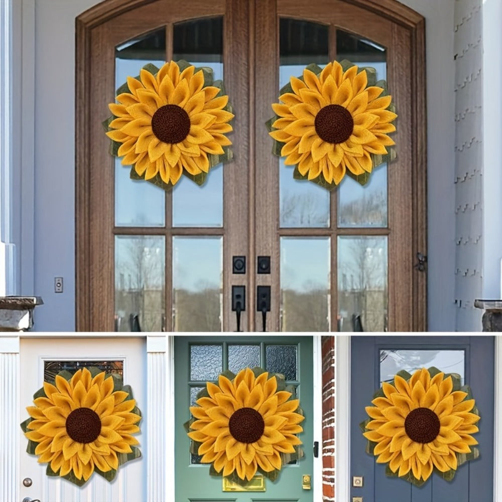 Sunflower Wreath for Front Door - Artificial Floral Wall Hanging Decor for Indoor Outdoor Home Office, Wedding Festival Thanksgiving Farmhouse Decoration, Year-Round Seasonal Display