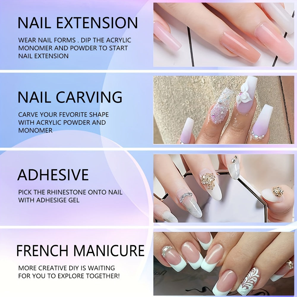 Acrylic Nail Kit NOCIS Three 10g Powders with Q Monomer, Primer, Brush Cleaner, Four Brushes and Mixing Cup