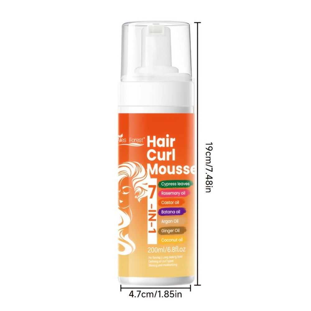Curl Defining Hair Foam Mousse 200ml Moisturizing Smoothing Styling for Natural Fluffy Elastic Curls | Frizz Control for Wavy Coily Hair | Men & Women 6.76oz