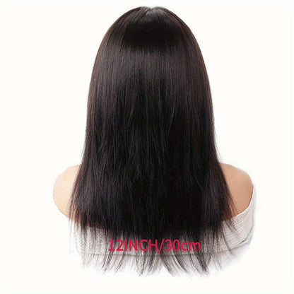 4x4 Lace Closure Straight Human Hair Wig in Natural Black with 12, 22 or 28 Inch Options for Women