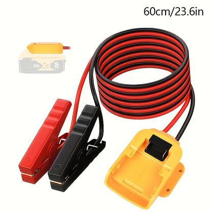 Jump Starter Cable Adapter for DeWalt 18V 20V DCB Battery Portable Car Battery Jump Start Connector ABS Housing - Yellow & Red (Battery & Cables Not Included)