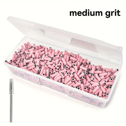 1000-Piece Nail Sanding Band Set with Mandrel, Coarse, Medium or Fine Grit Options for Nail Drill Filing